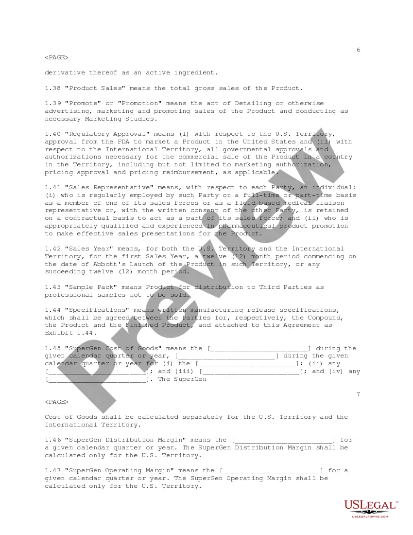Get Sales, Distribution and Development Agreement between Supergen, Inc. and Abbott Laboratories regarding clinical development, obtaining of regulatory approvals Preview Sales, Distribution and Development Agreement between Supergen, Inc. and Abbott Laboratories regarding clinical development, obtaining of regulatory approvals