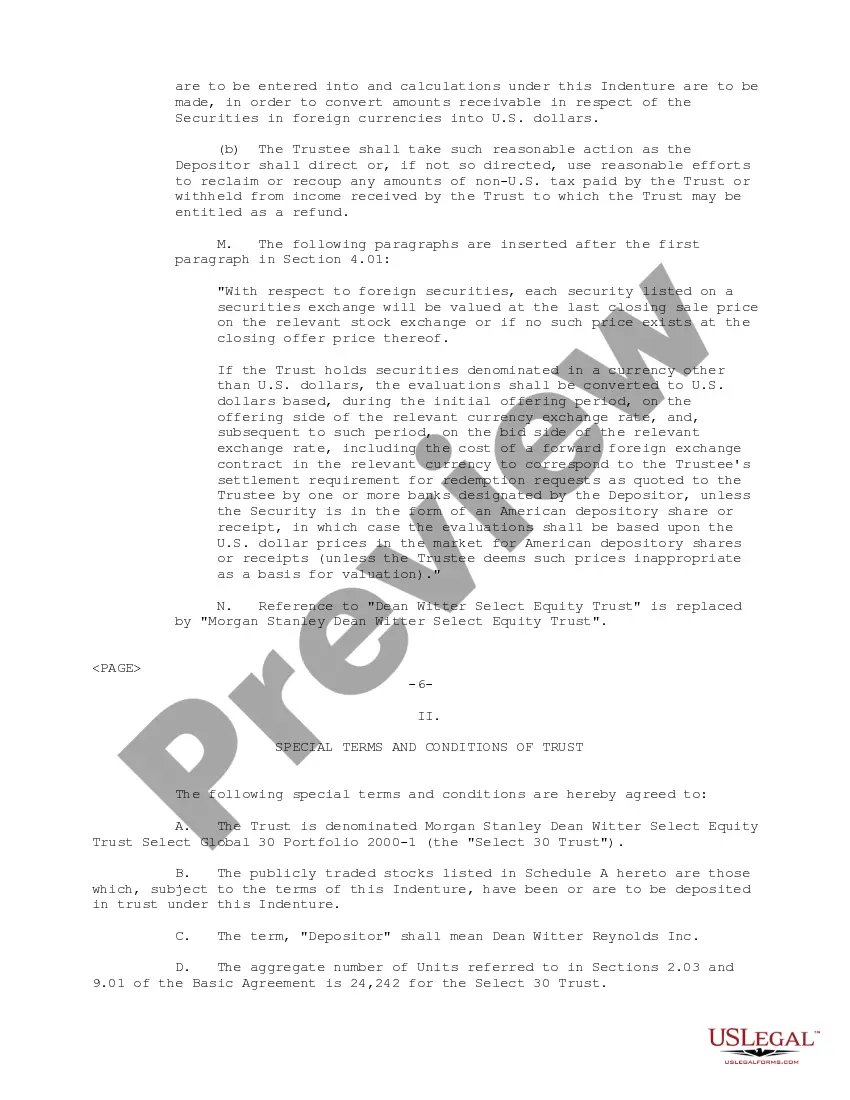 Get Trust Agreement Reference Trust Agreement between Dean Witter Reynolds, Inc. and The Bank of New York regarding Select Equity Trust Preview Trust Agreement Reference Trust Agreement between Dean Witter Reynolds, Inc. and The Bank of New York regarding Select Equity Trust