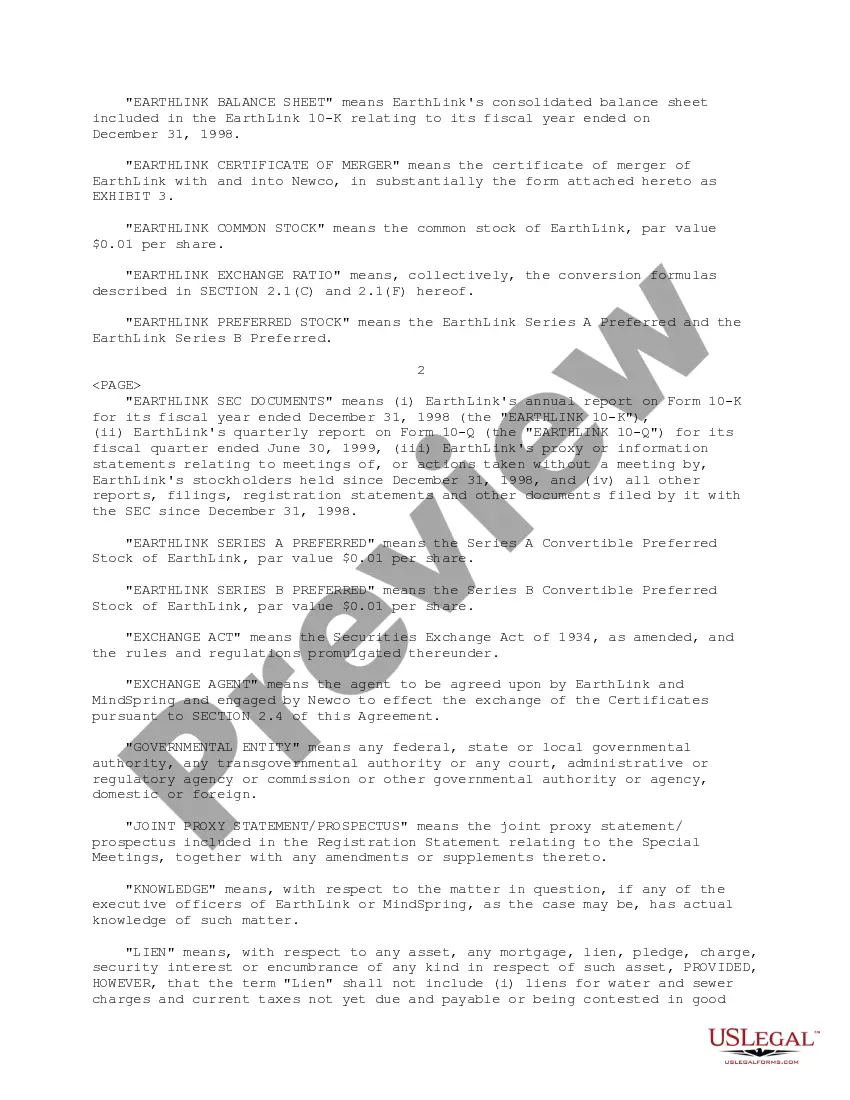 Get Plan of Reorganization by Earthlink Network, Inc., Mindspring Enterprises, Inc. and WWW Holdings, Inc. Preview Plan of Reorganization by Earthlink Network, Inc., Mindspring Enterprises, Inc. and WWW Holdings, Inc.