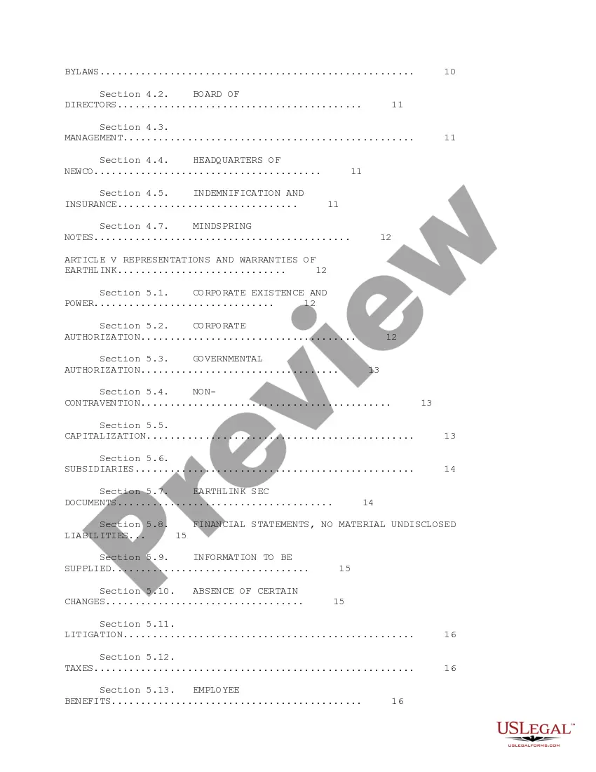 Get Plan of Reorganization by Earthlink Network, Inc., Mindspring Enterprises, Inc. and WWW Holdings, Inc. Preview Plan of Reorganization by Earthlink Network, Inc., Mindspring Enterprises, Inc. and WWW Holdings, Inc.