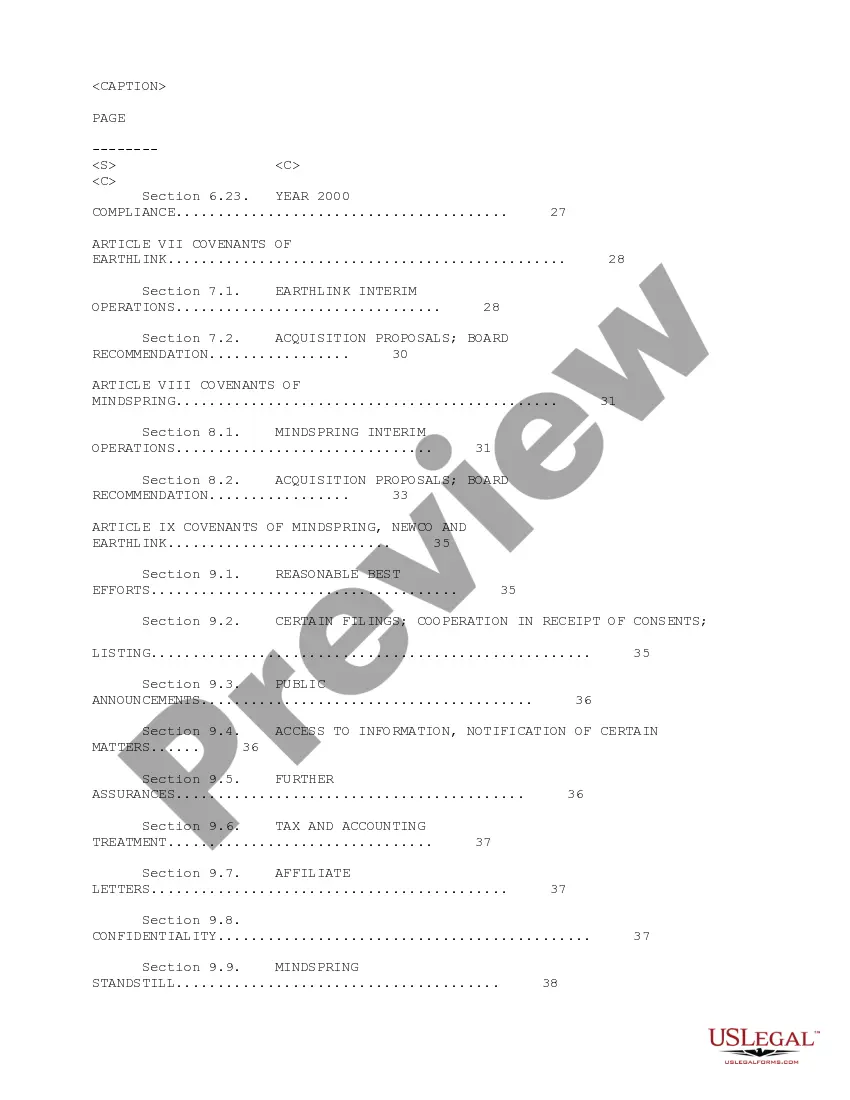 Get Plan of Reorganization by Earthlink Network, Inc., Mindspring Enterprises, Inc. and WWW Holdings, Inc. Preview Plan of Reorganization by Earthlink Network, Inc., Mindspring Enterprises, Inc. and WWW Holdings, Inc.