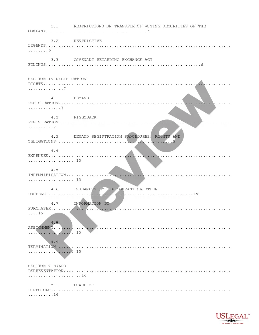 Preview Investor Rights Agreement regarding the purchase of Series C Preferred Stock shares