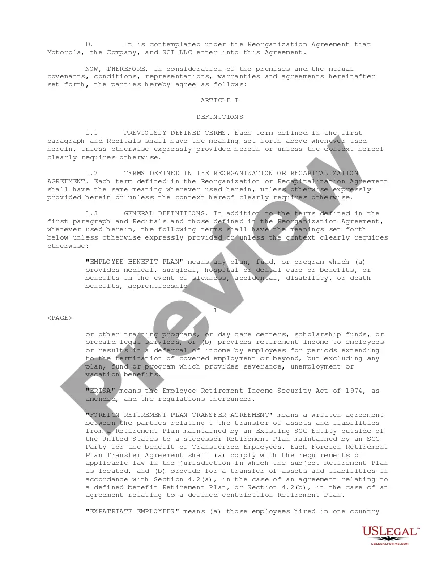 Get Employee Matters Agreement between Motorola, Inc., SCG Holding Corp and Semiconductor Components Industries, LLC regarding terms and conditions of employment Preview Employee Matters Agreement between Motorola, Inc., SCG Holding Corp and Semiconductor Components Industries, LLC regarding terms and conditions of employment