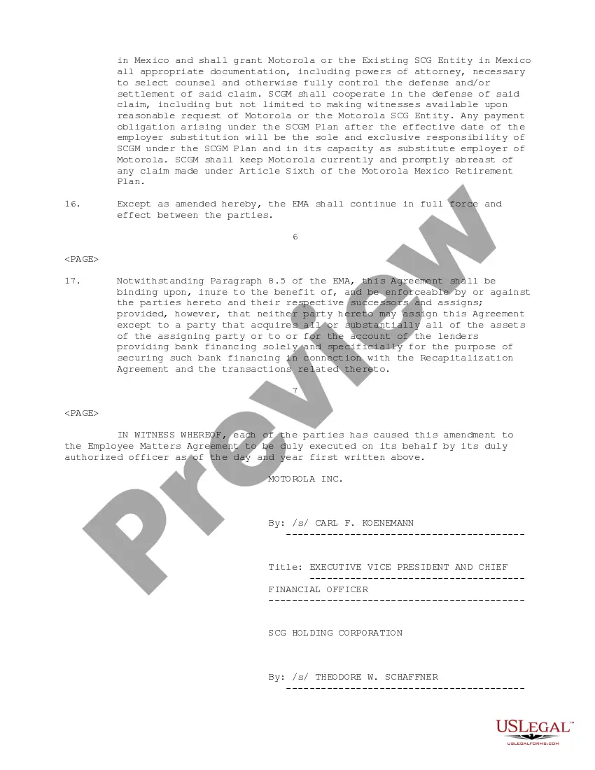 Get Amendment to Employee Matters Agreement Preview Amendment to Employee Matters Agreement