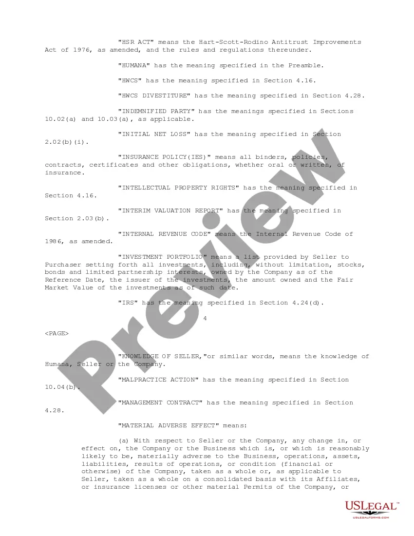 Get Sample Stock Purchase Agreement between Humana, Inc., Physician Corporation of America and Folksamerica Holding Company, Inc Preview Sample Stock Purchase Agreement between Humana, Inc., Physician Corporation of America and Folksamerica Holding Company, Inc