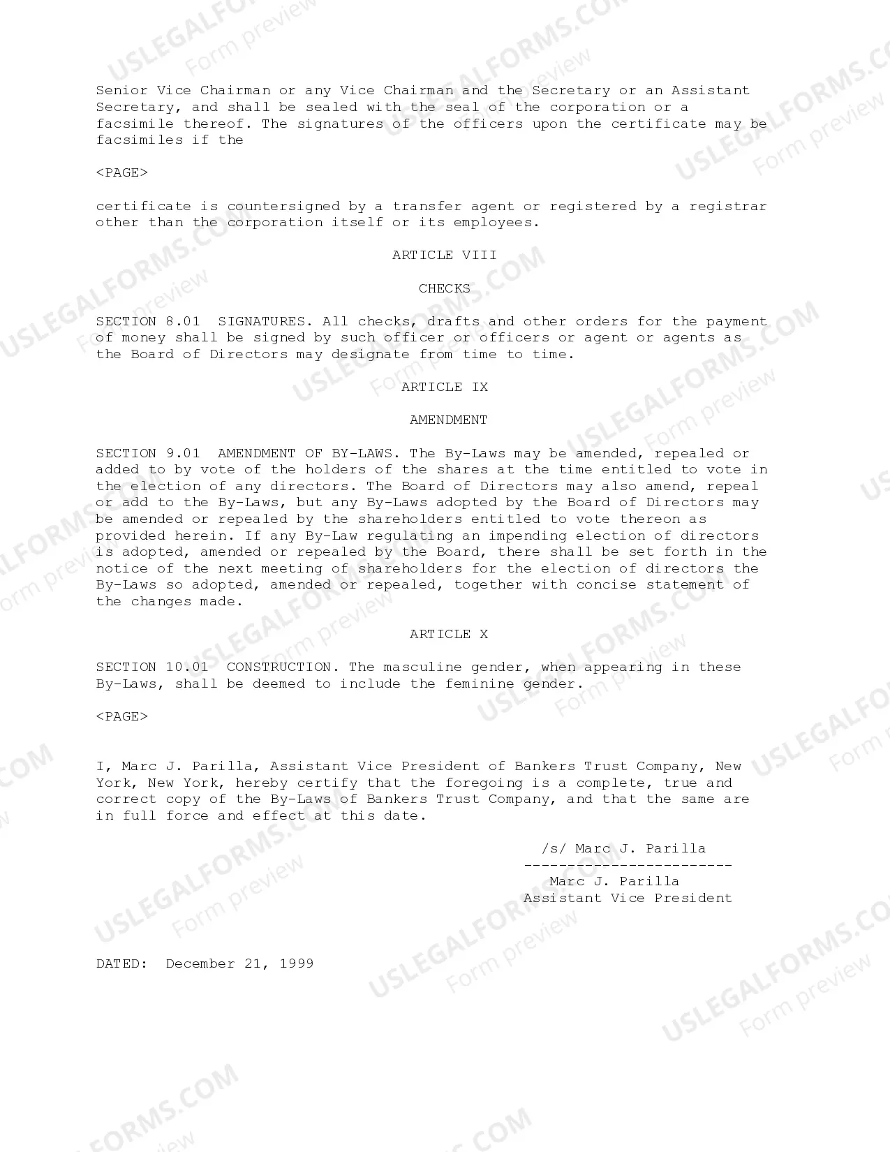 Preview Bylaws of Bankers Trust Corporation