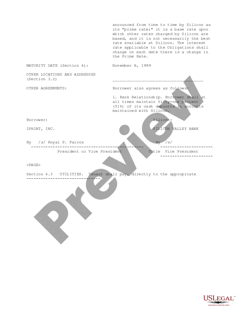 Get Quickstart Loan and Security Agreement between Silicon Valley Bank and iPrint, Inc. Preview Quickstart Loan and Security Agreement between Silicon Valley Bank and iPrint, Inc.