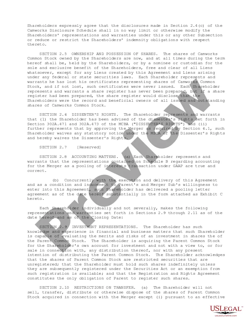 Get Plan of Reorganization between Zamba Corporation, ZCA Camworks, Inc., and Shareholders Preview Plan of Reorganization between Zamba Corporation, ZCA Camworks, Inc., and Shareholders