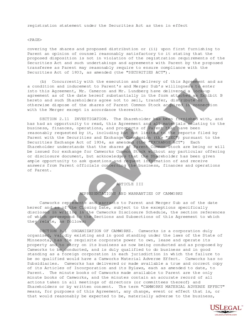 Get Plan of Reorganization between Zamba Corporation, ZCA Camworks, Inc., and Shareholders Preview Plan of Reorganization between Zamba Corporation, ZCA Camworks, Inc., and Shareholders