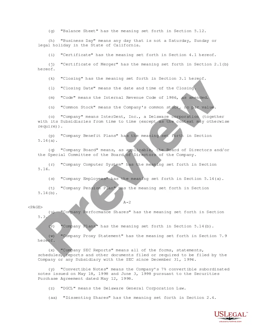 Get Plan of Merger between ID Recap, Inc. and InterDent, Inc. Preview Plan of Merger between ID Recap, Inc. and InterDent, Inc.