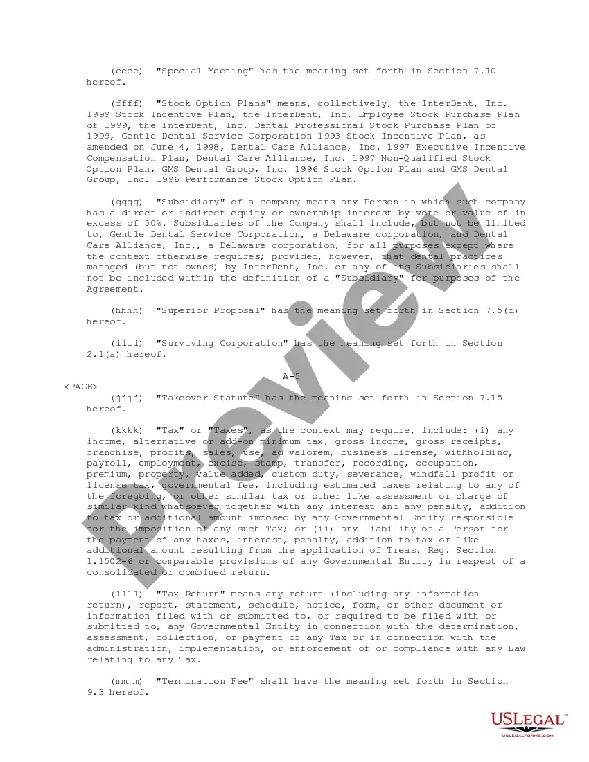 Get Plan of Merger between ID Recap, Inc. and InterDent, Inc. Preview Plan of Merger between ID Recap, Inc. and InterDent, Inc.