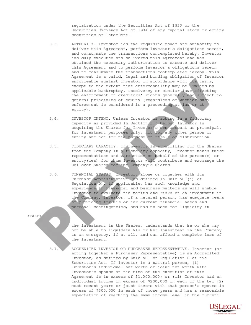 Get Exchange and Subscription Agreement between Michael T. Fiore and ID Recap, Inc. regarding merge of ID Recap, Inc. with InterDent, Inc. and exchange of shares Preview Exchange and Subscription Agreement between Michael T. Fiore and ID Recap, Inc. regarding merge of ID Recap, Inc. with InterDent, Inc. and exchange of shares