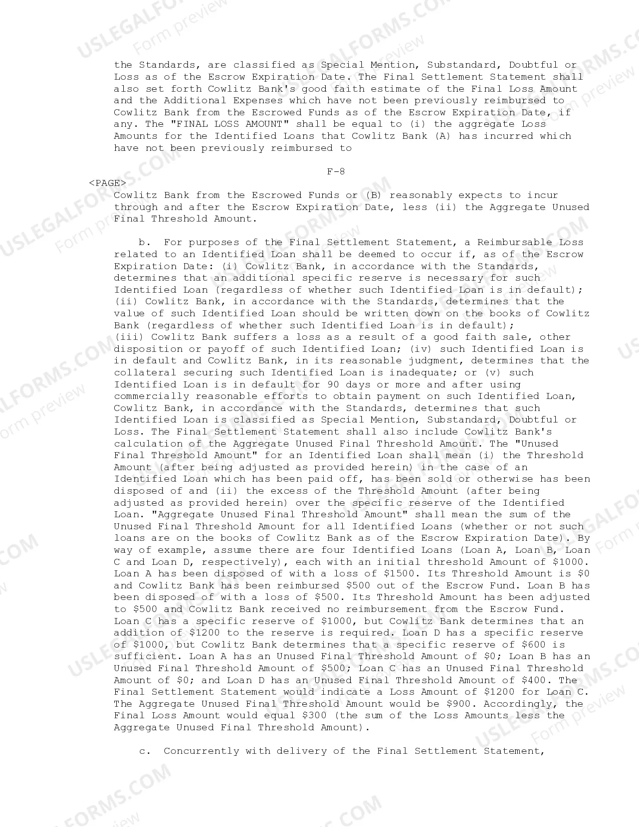 Preview Escrow Agreement between Cowlitz Bancorporation, Cowlitz Bank and Northern Bank of Commerce