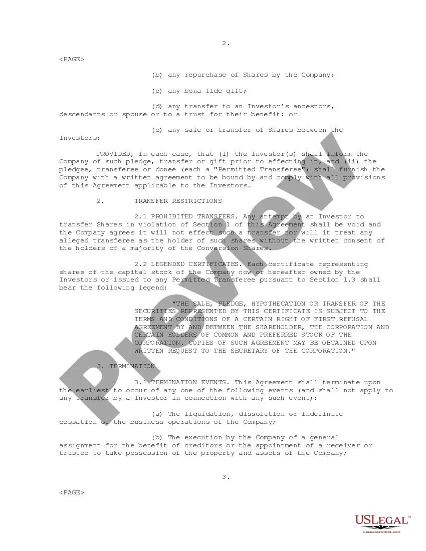 Get Right of First Refusal Agreement Preview Right of First Refusal Agreement