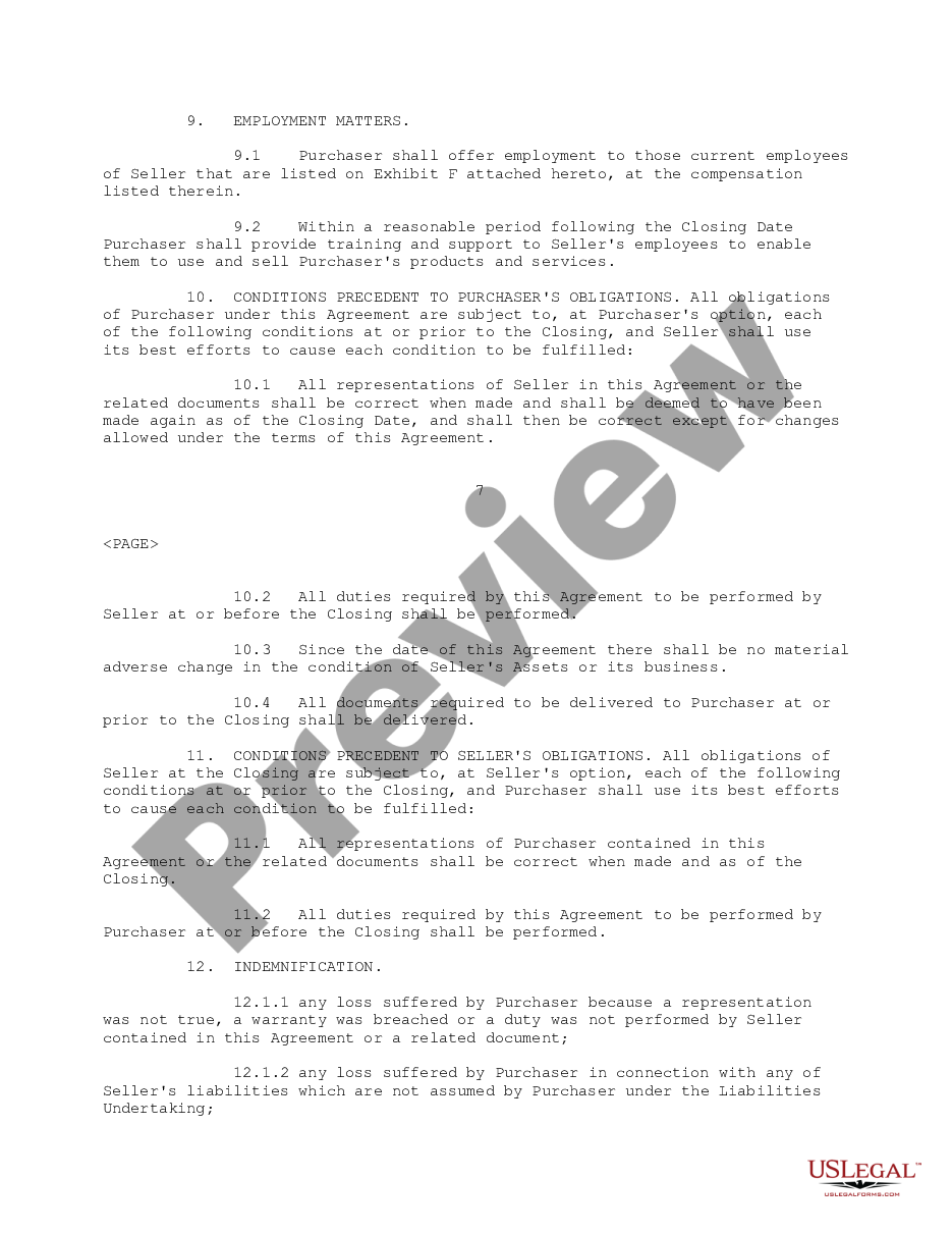 page 7 Sample Asset Purchase Agreement between MPI of Northern Florida and Venturi Technologies, Inc. regarding the sale and purchase of assets - Sample preview