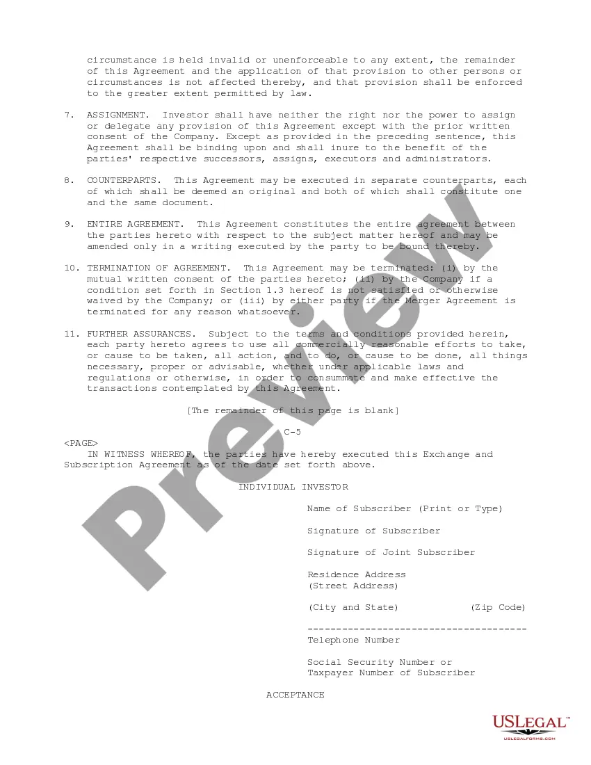 Get Subscription Agreement Exchange and Subscription Agreement between ID Recap, Inc. and Investor regarding the exchange of company shares Preview Subscription Agreement Exchange and Subscription Agreement between ID Recap, Inc. and Investor regarding the exchange of company shares