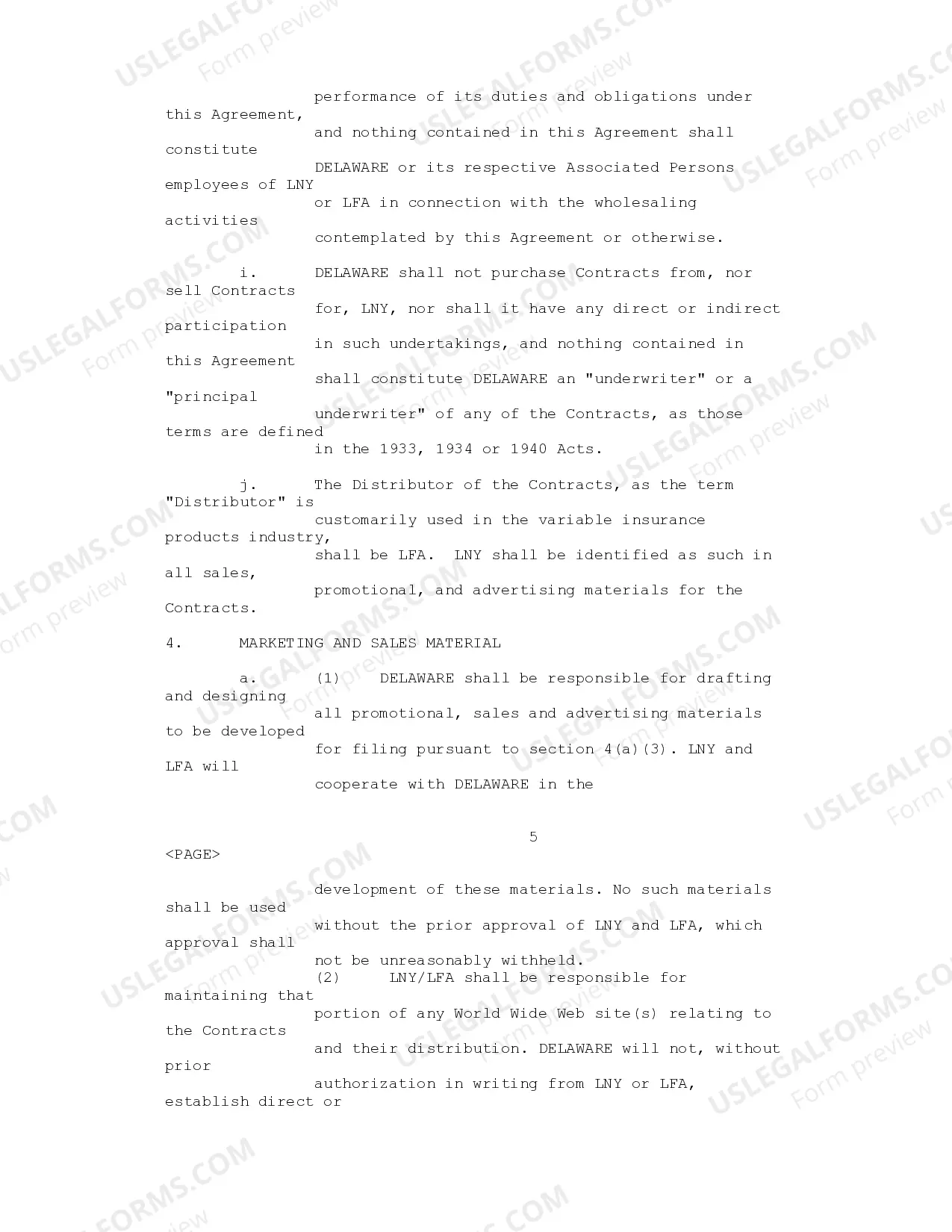 Preview Wholesale Agreement between Lincoln Life and Annuity Co. of New York, Lincoln Financial Advisors Corp. and Delaware Distributors, LP