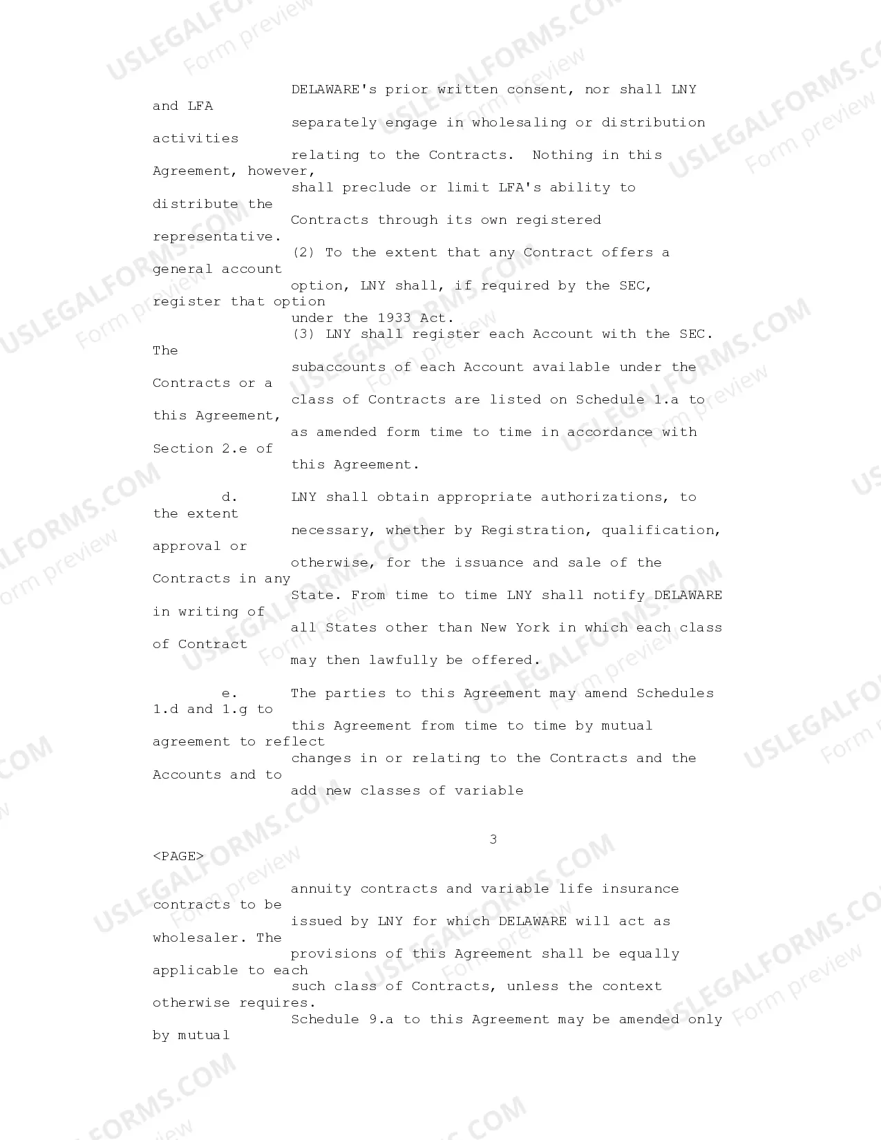 Preview Wholesale Agreement between Lincoln Life and Annuity Co. of New York, Lincoln Financial Advisors Corp. and Delaware Distributors, LP