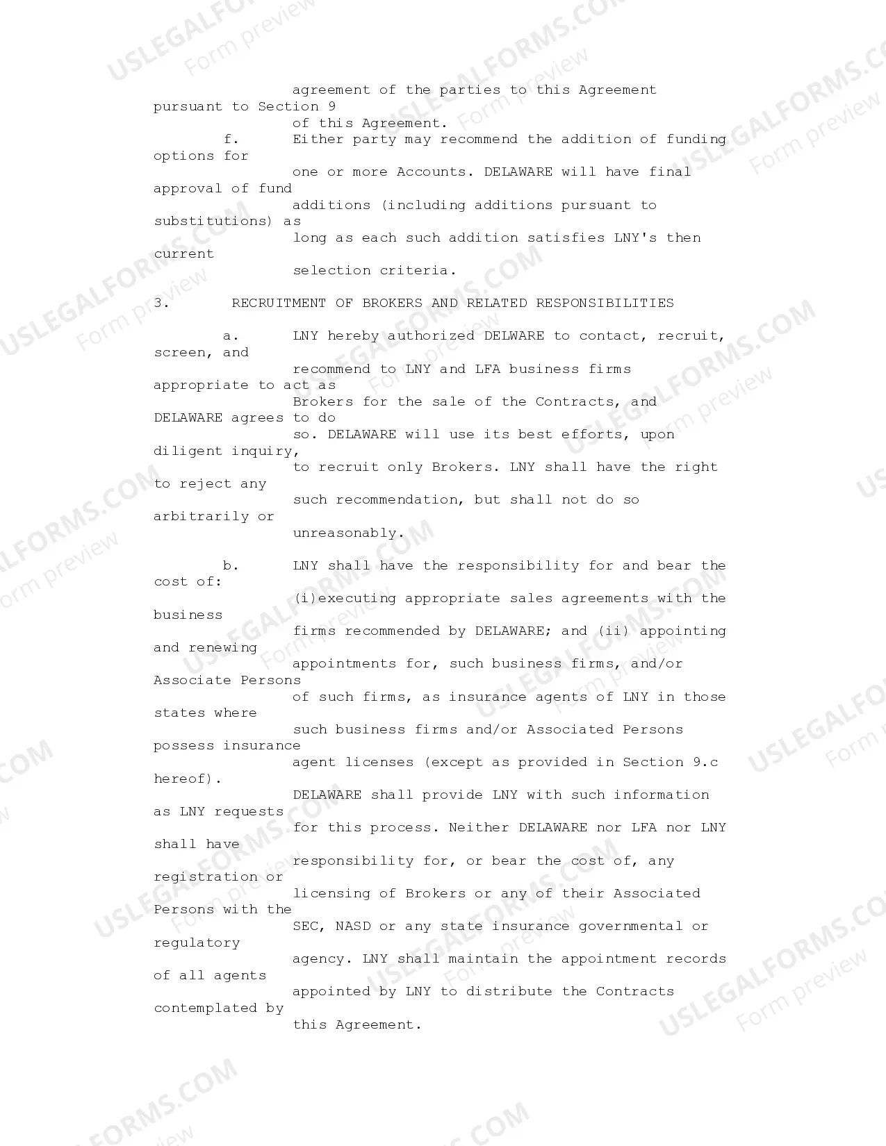 Preview Wholesale Agreement between Lincoln Life and Annuity Co. of New York, Lincoln Financial Advisors Corp. and Delaware Distributors, LP