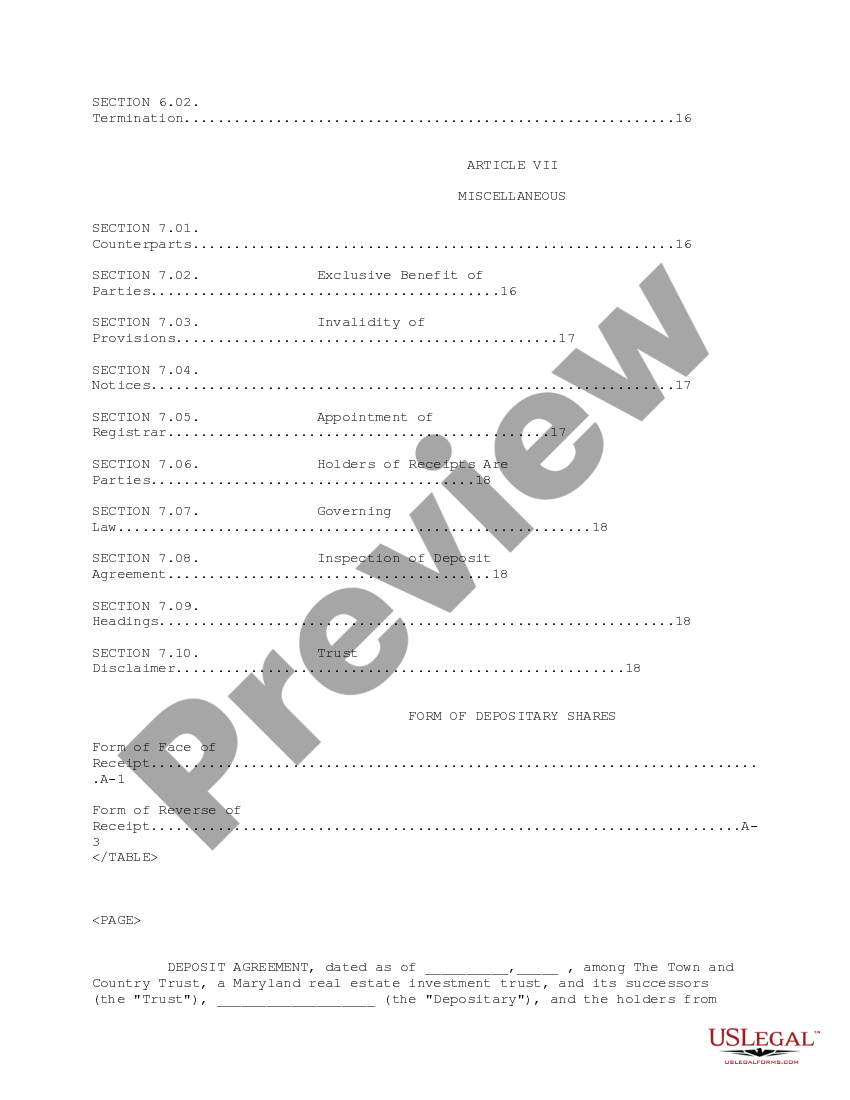 Deposit Agreement Of Sale US Legal Forms