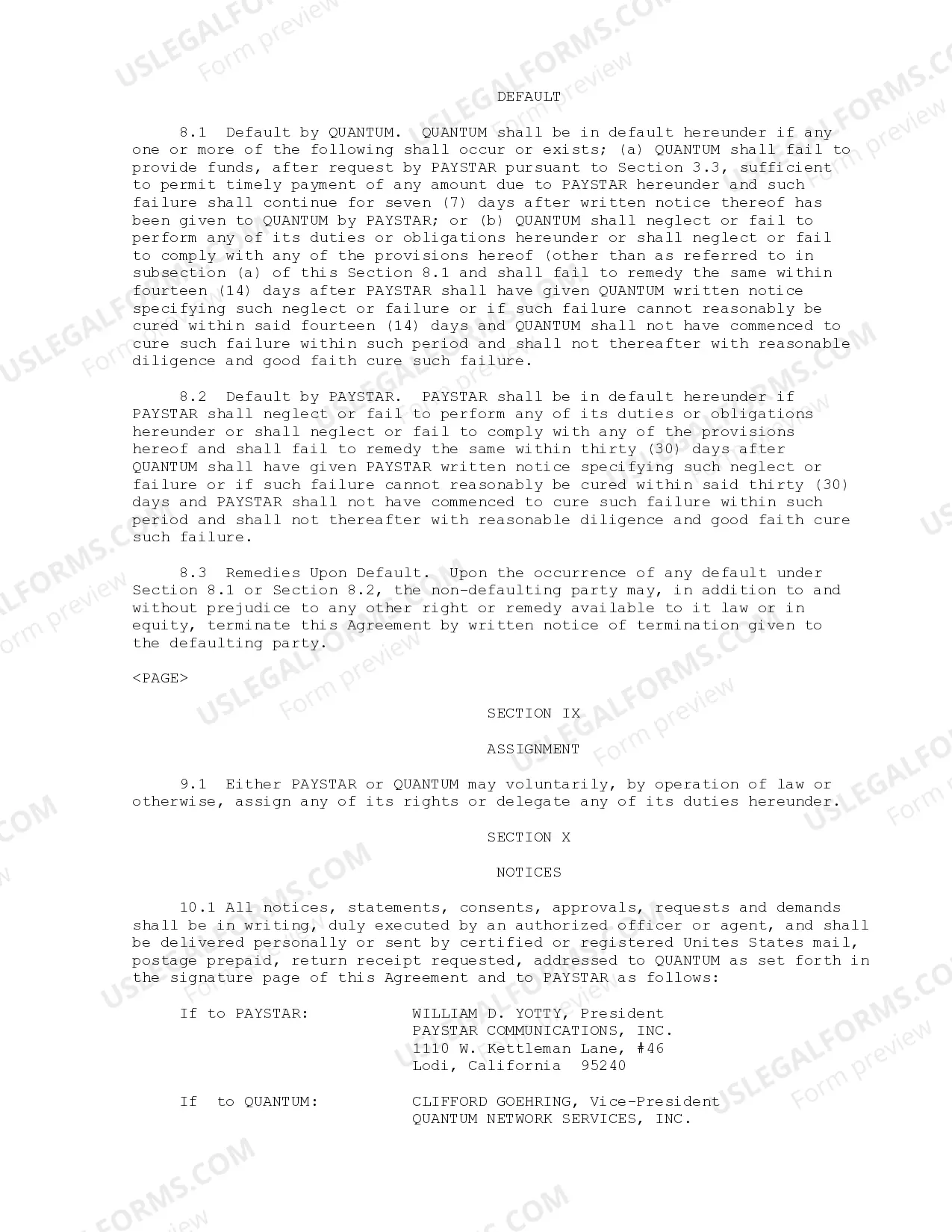 Preview Pay Telephone Services Agreement