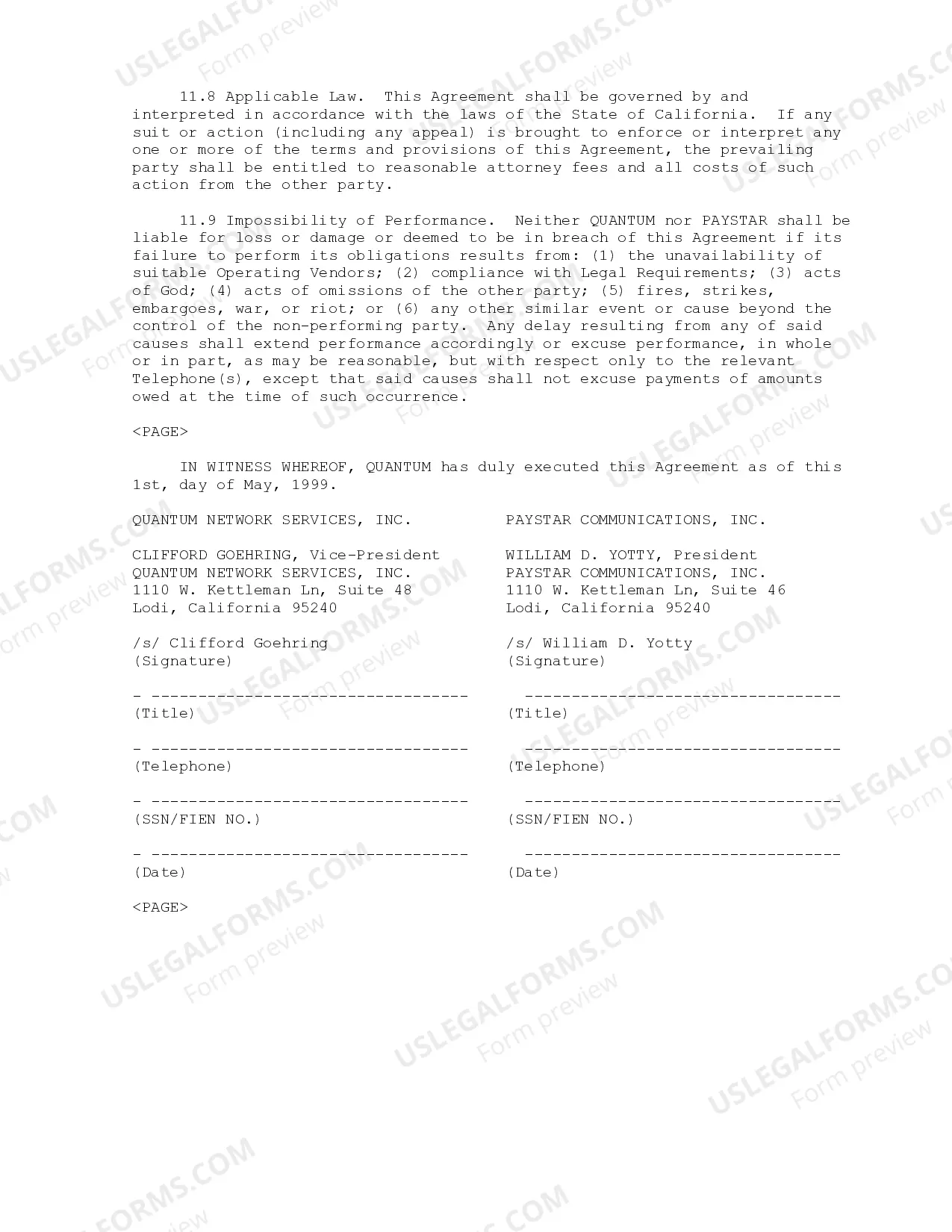 Preview Pay Telephone Services Agreement