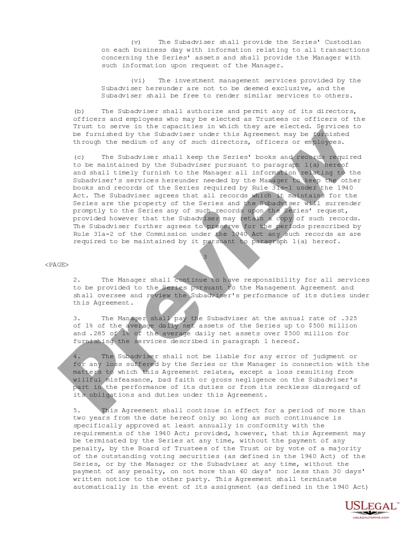 Get Sub-Advisory Agreement between Prudential Investments Fund Management, LLC and The Prudential Investment Corp. regarding provision of investment advisory services Preview Sub-Advisory Agreement between Prudential Investments Fund Management, LLC and The Prudential Investment Corp. regarding provision of investment advisory services