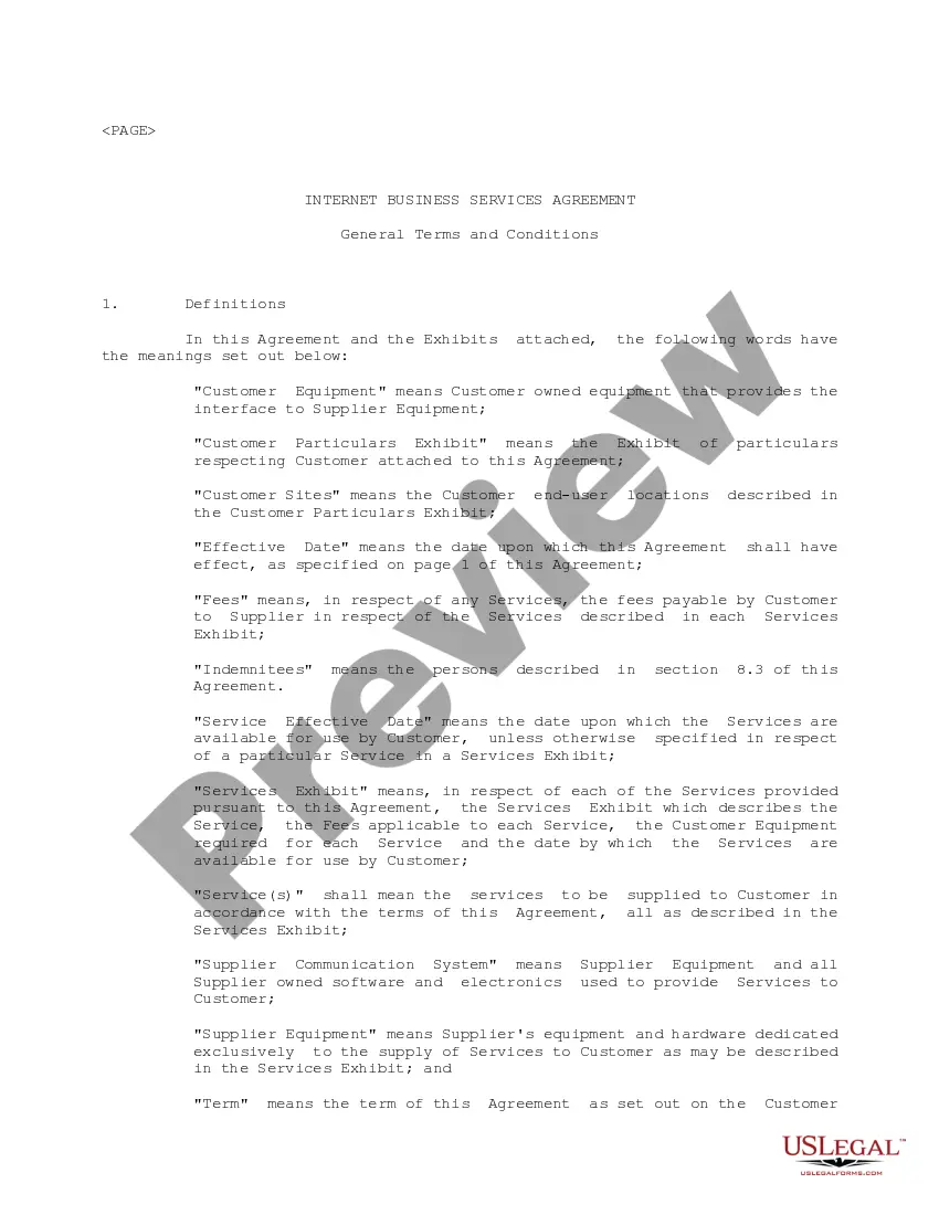 Get Internet Business Services Agreement Preview Internet Business Services Agreement