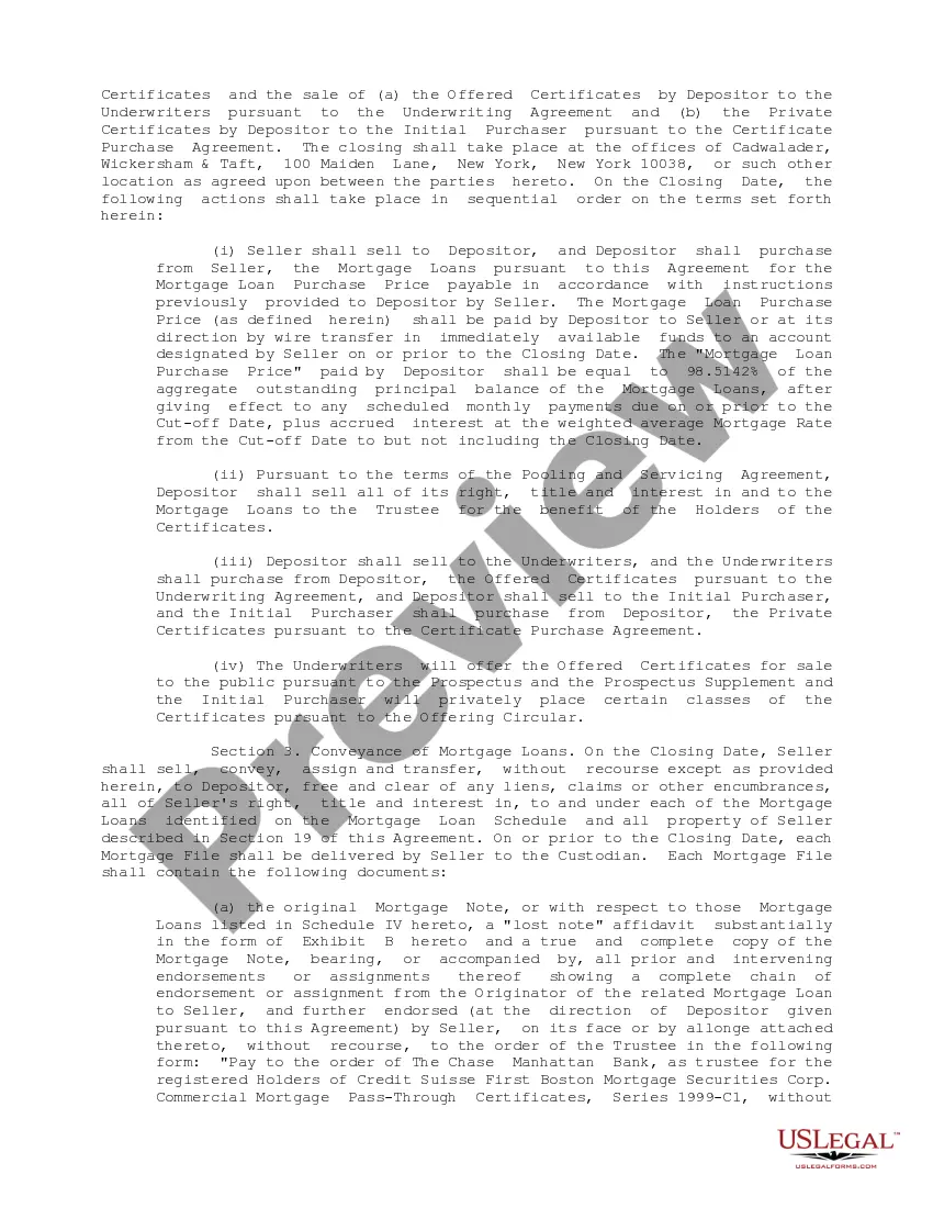 Preview Sample Mortgage Loan Purchase Agreement between Credit Suisse First Boston Mortgage Securities Corp. and Credit Suisse First Boston Mortgage Capital, LLC