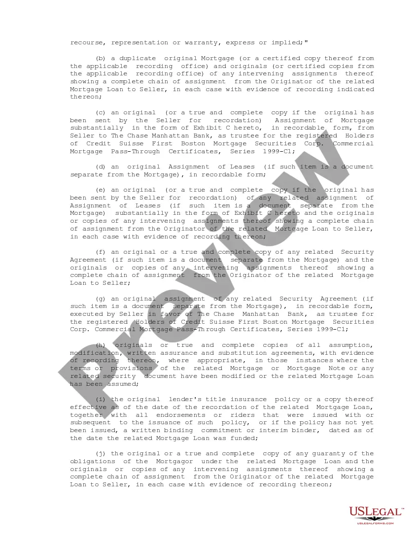 Preview Sample Mortgage Loan Purchase Agreement between Credit Suisse First Boston Mortgage Securities Corp. and Credit Suisse First Boston Mortgage Capital, LLC