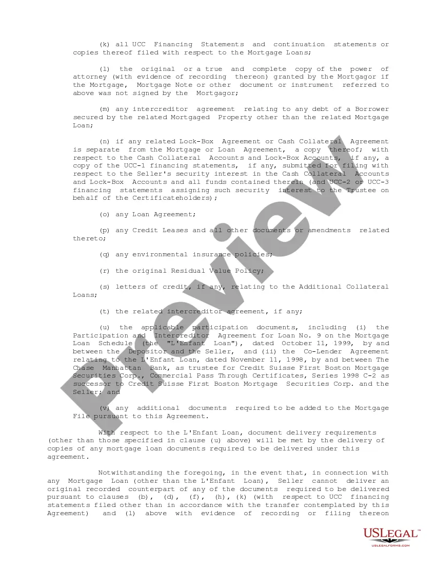 Preview Sample Mortgage Loan Purchase Agreement between Credit Suisse First Boston Mortgage Securities Corp. and Credit Suisse First Boston Mortgage Capital, LLC