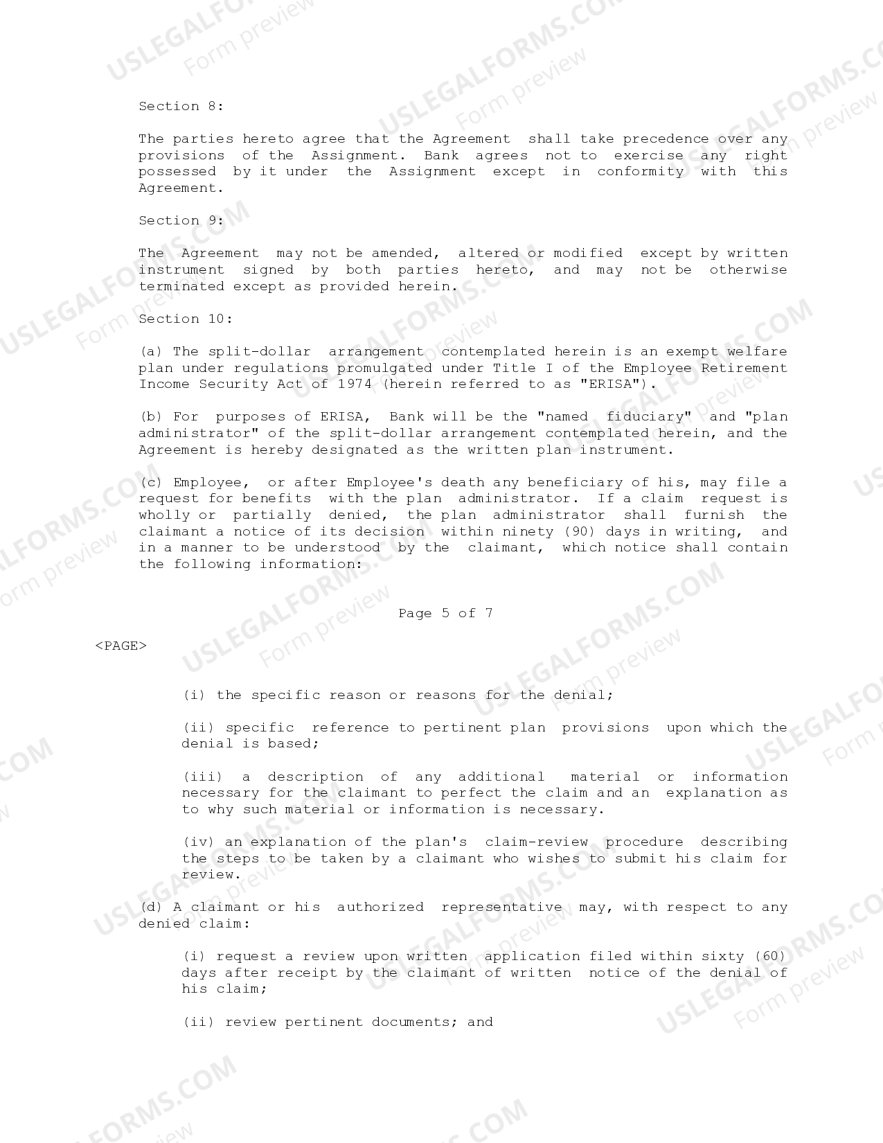 Insurance Agreement Form US Legal Forms