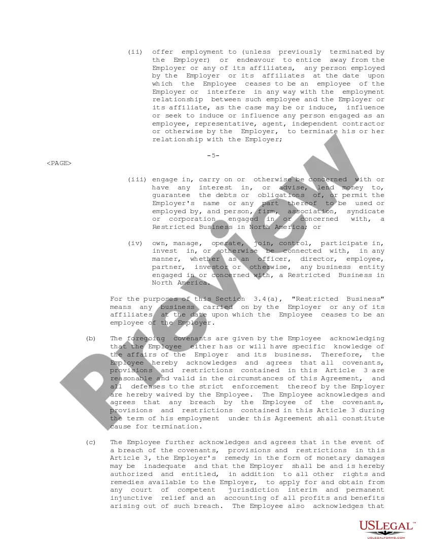 Preview Senior Executive Employment Agreement for Infocast Corp.