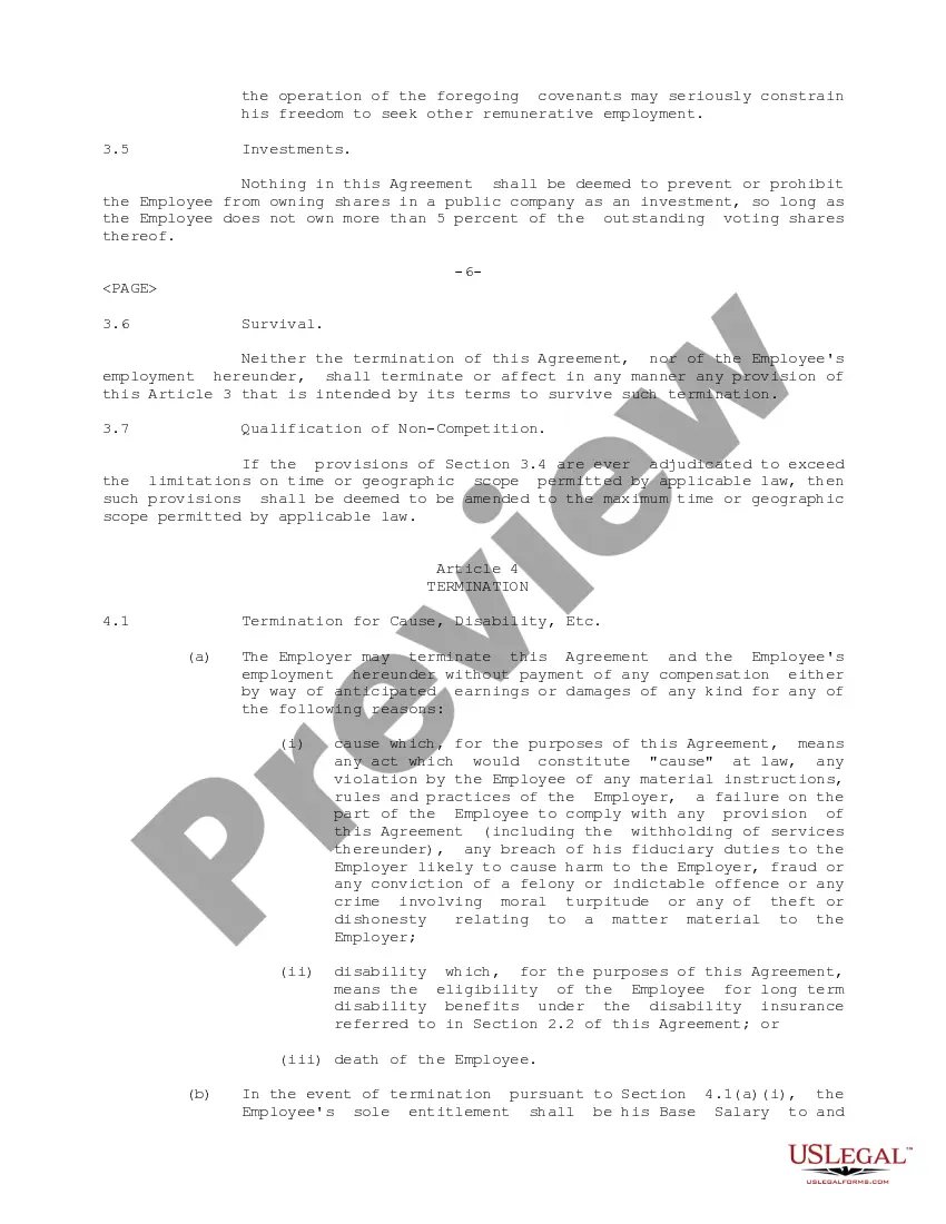 Preview Senior Executive Employment Agreement for Infocast Corp.