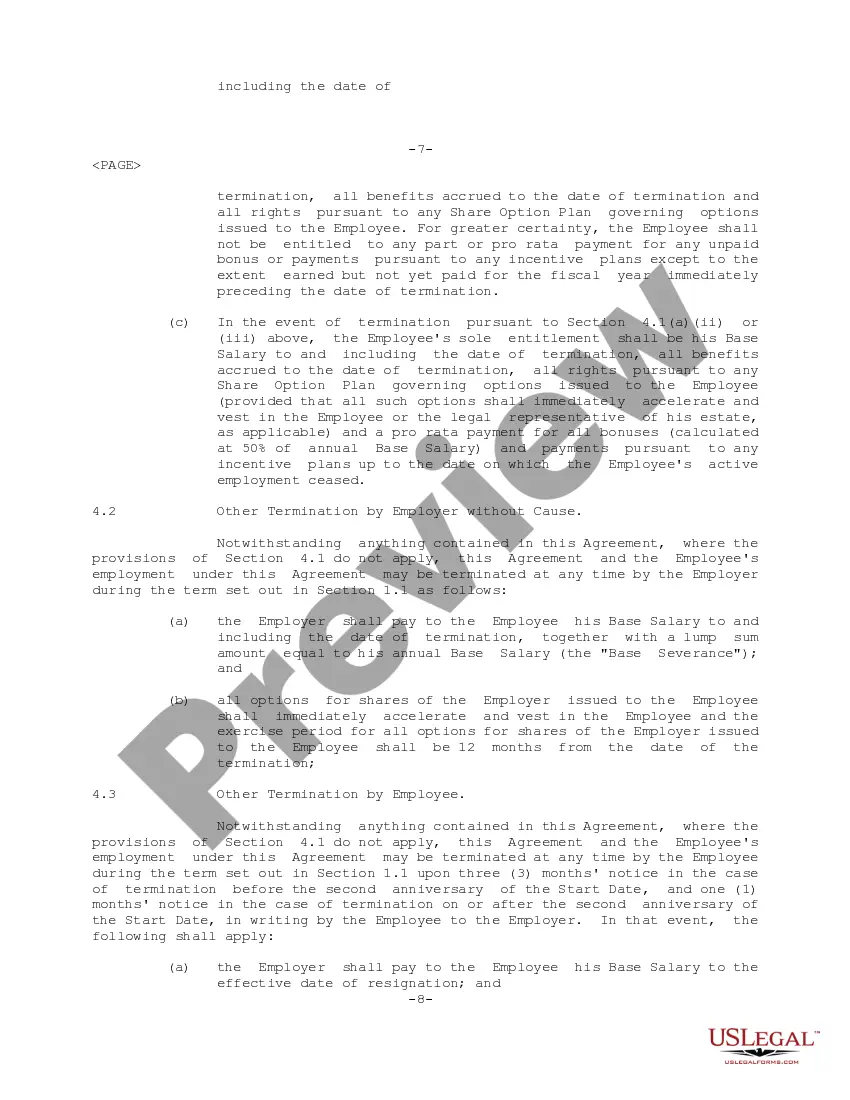 Preview Senior Executive Employment Agreement for Infocast Corp.