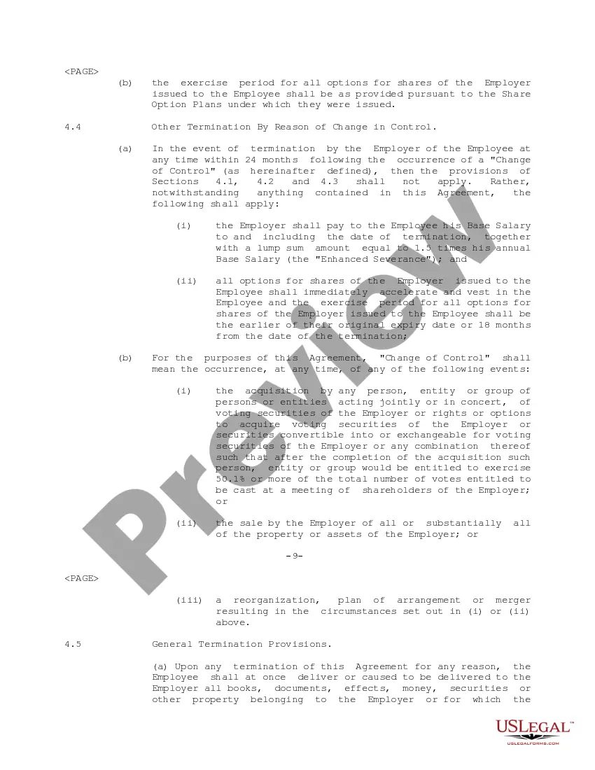 Preview Senior Executive Employment Agreement for Infocast Corp.