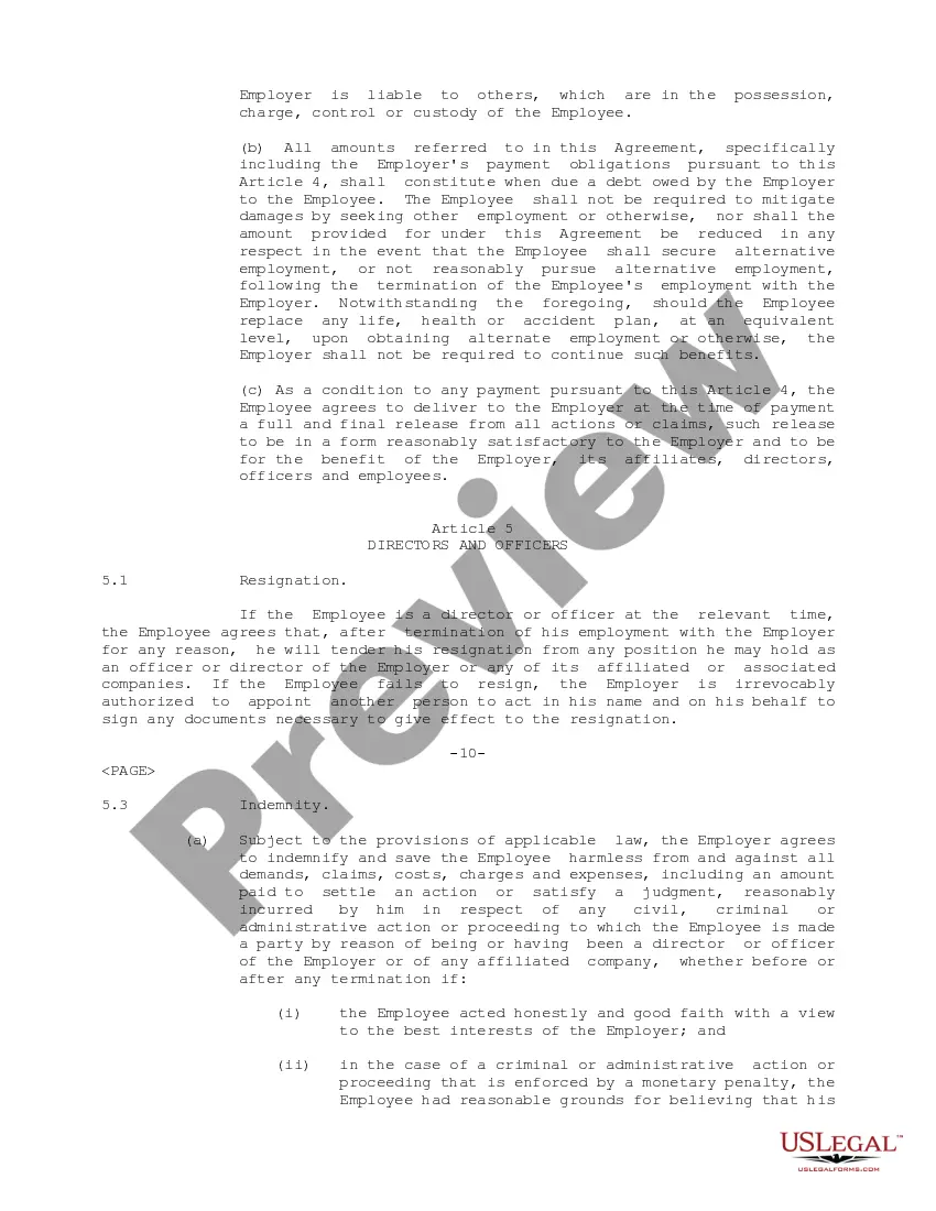 Preview Senior Executive Employment Agreement for Infocast Corp.