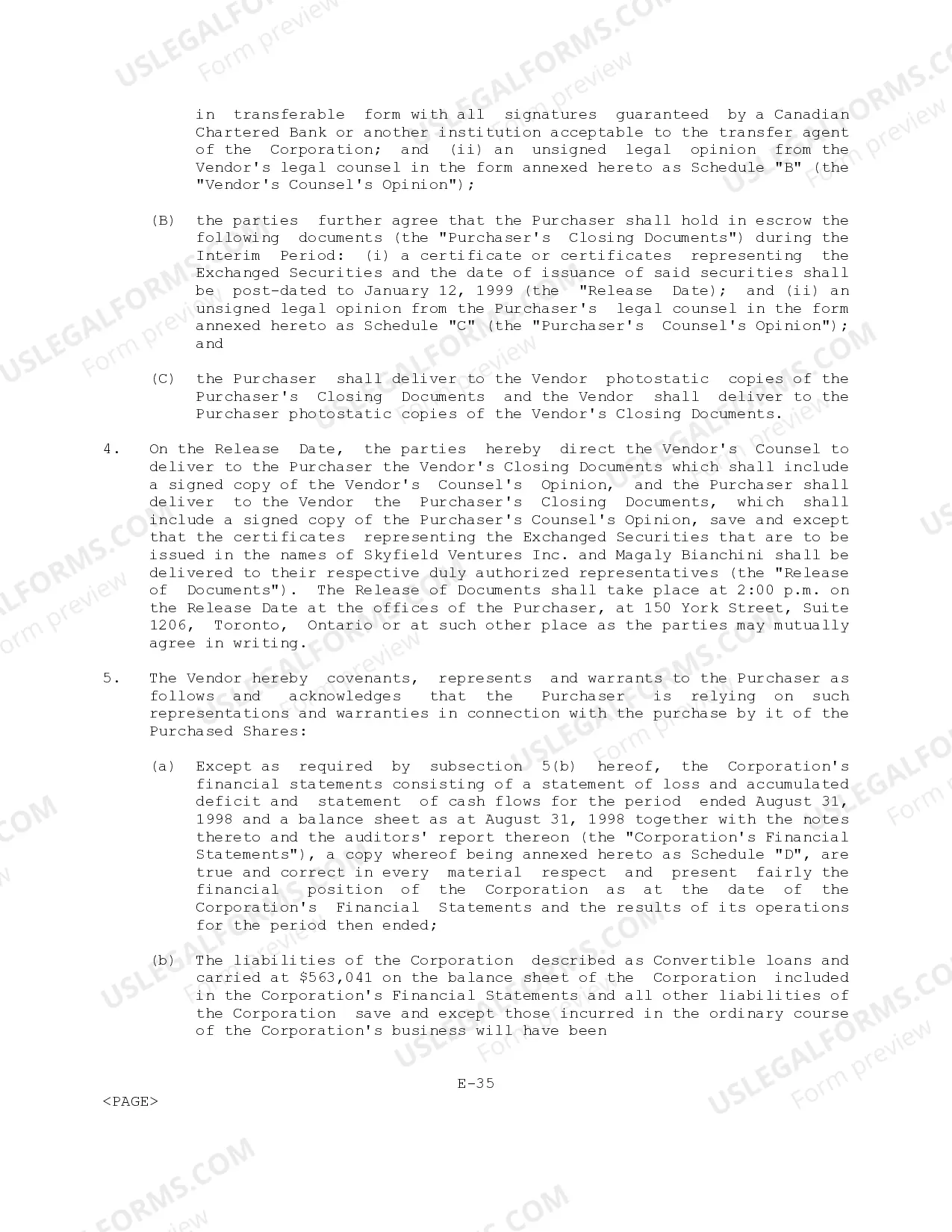 Preview Letter of Agreement