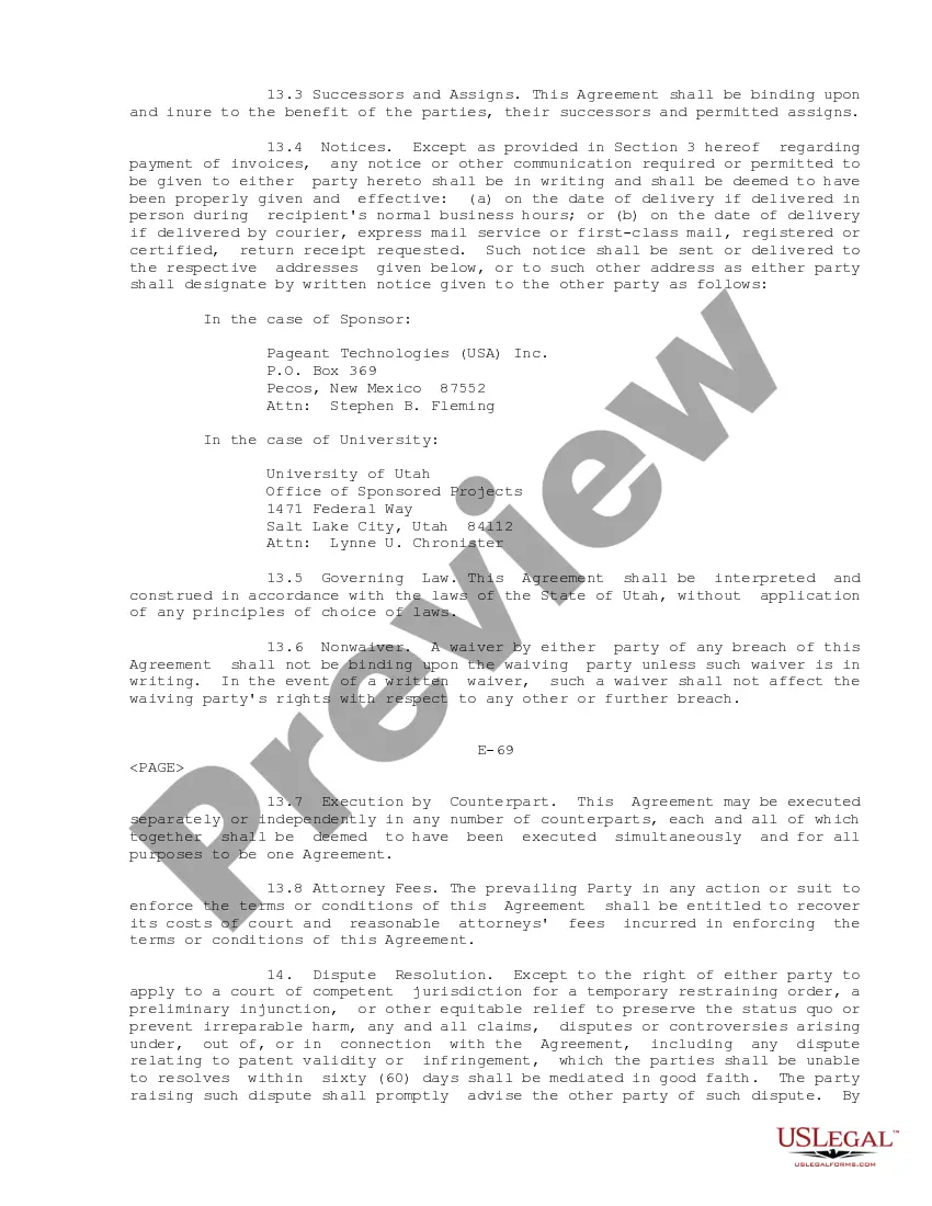 Preview Research Agreement