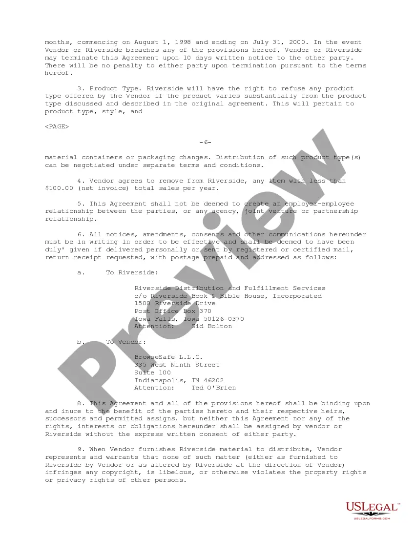 Preview Vendor Fulfillment Agreement