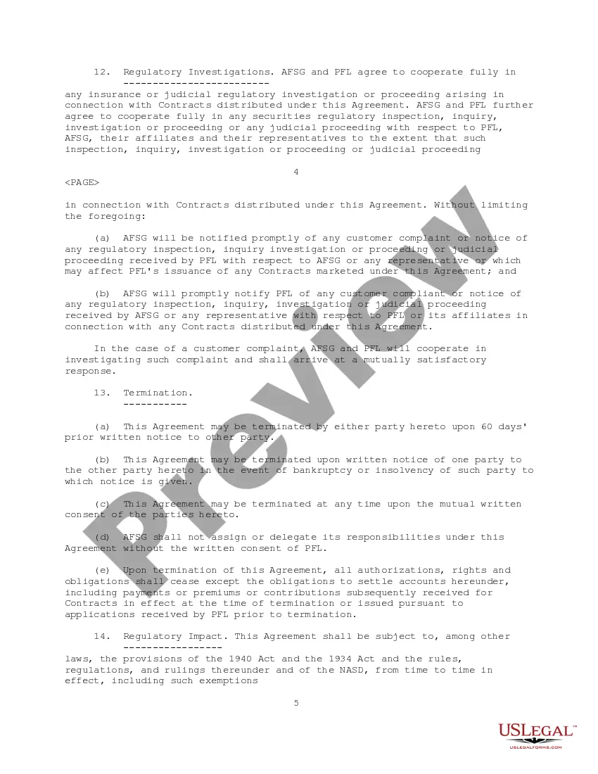 Get Distribution Agreement regarding contracts being sold and distributed through Broker or Dealer Preview Distribution Agreement regarding contracts being sold and distributed through Broker or Dealer