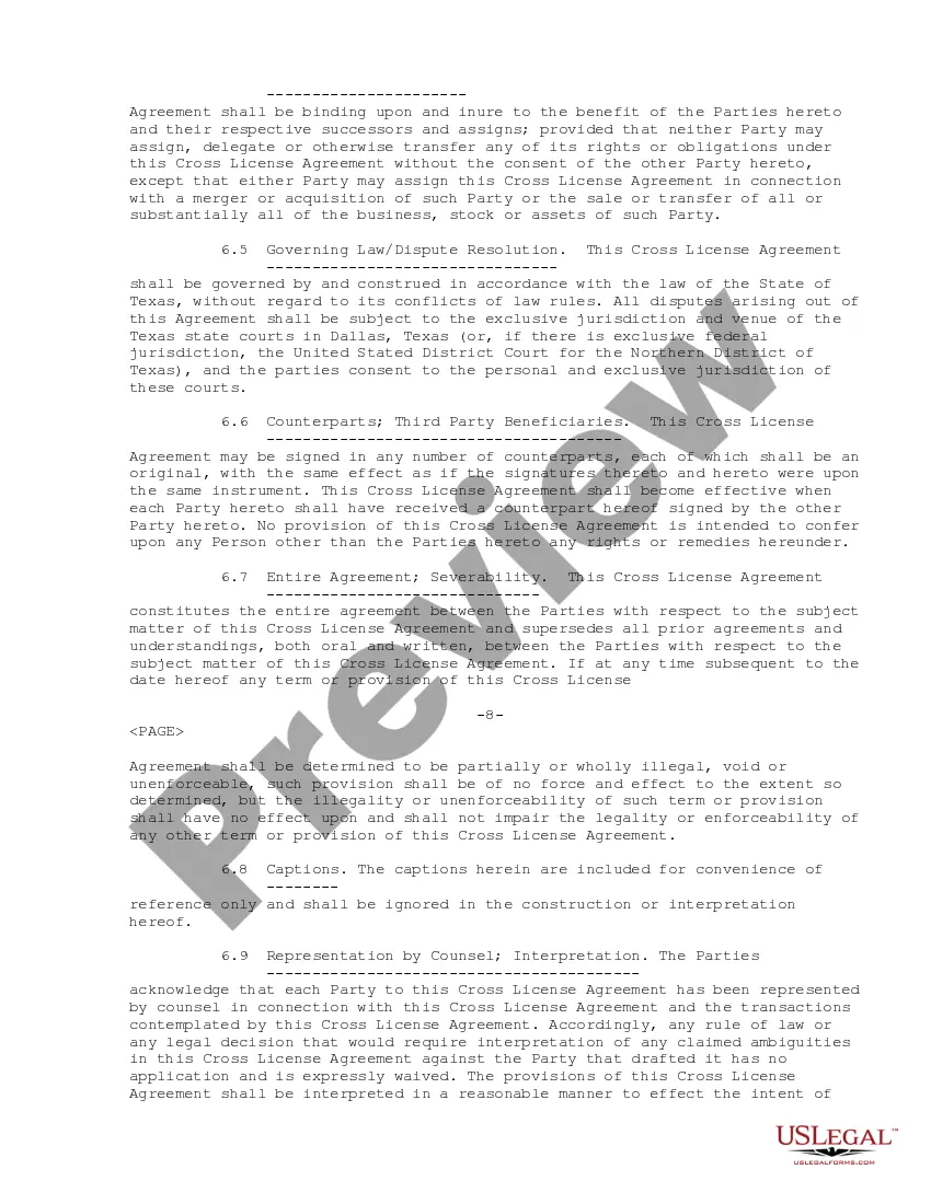 Get Cross License Agreement regarding obtaining license to certain technology and intellectual property rights Preview Cross License Agreement regarding obtaining license to certain technology and intellectual property rights
