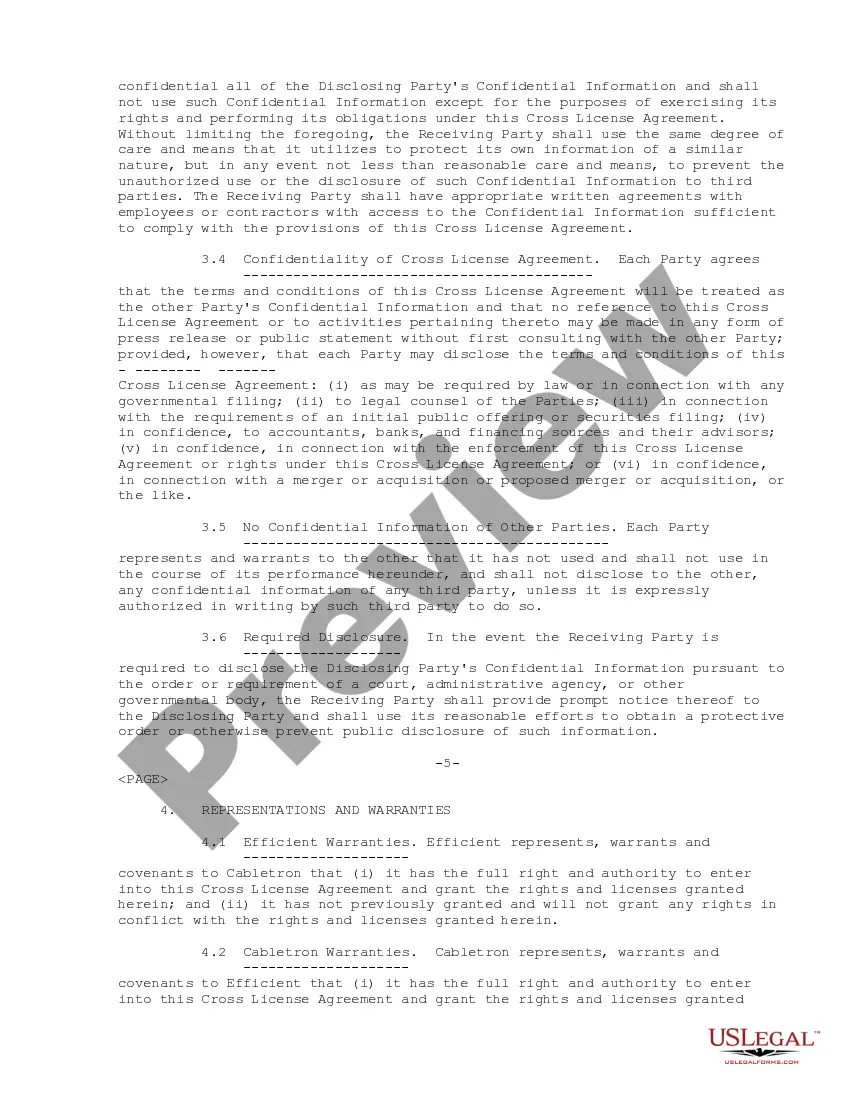 Get Cross License Agreement regarding obtaining license to certain technology and intellectual property rights Preview Cross License Agreement regarding obtaining license to certain technology and intellectual property rights