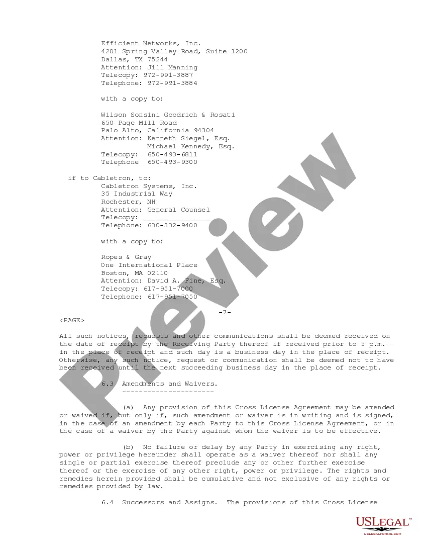 Get Cross License Agreement regarding obtaining license to certain technology and intellectual property rights Preview Cross License Agreement regarding obtaining license to certain technology and intellectual property rights