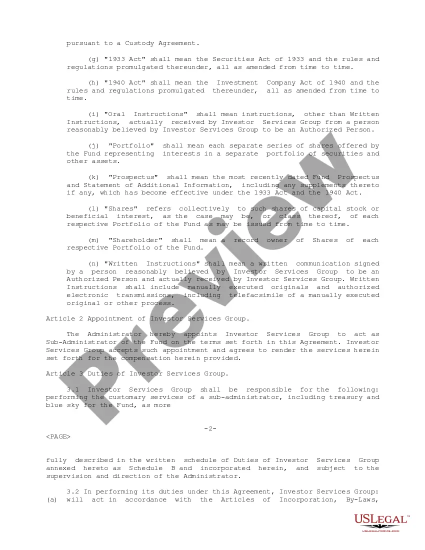 Get Sub-Administration Agreement between First Data Investor Services Group, Inc. and EQSF Advisors, Inc. regarding Rendering Certain Sub-Administrative Services Preview Sub-Administration Agreement between First Data Investor Services Group, Inc. and EQSF Advisors, Inc. regarding Rendering Certain Sub-Administrative Services