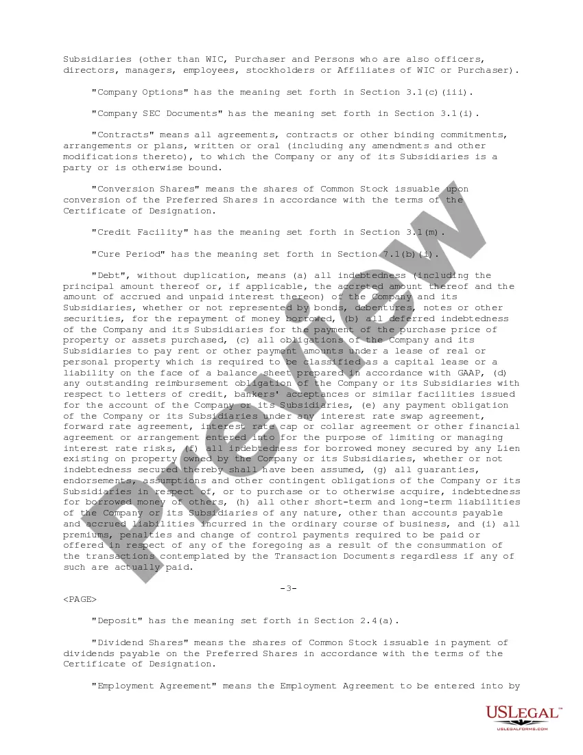 Get Sample Stock Purchase Agreement between The Wiser Oil and Wiser Investment Company Preview Sample Stock Purchase Agreement between The Wiser Oil and Wiser Investment Company