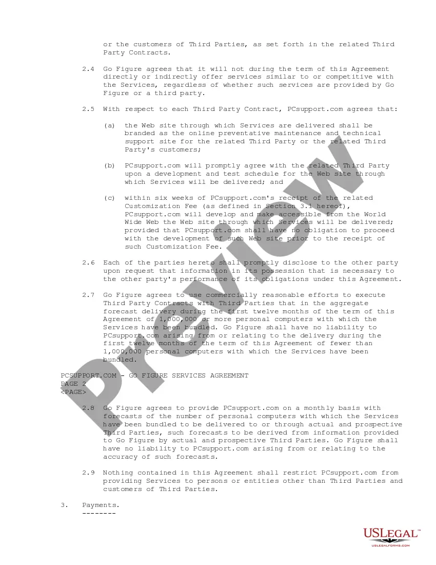 Get Services Agreement between PCSupport.com, Inc. and Go Figure Technology Preview Services Agreement between PCSupport.com, Inc. and Go Figure Technology