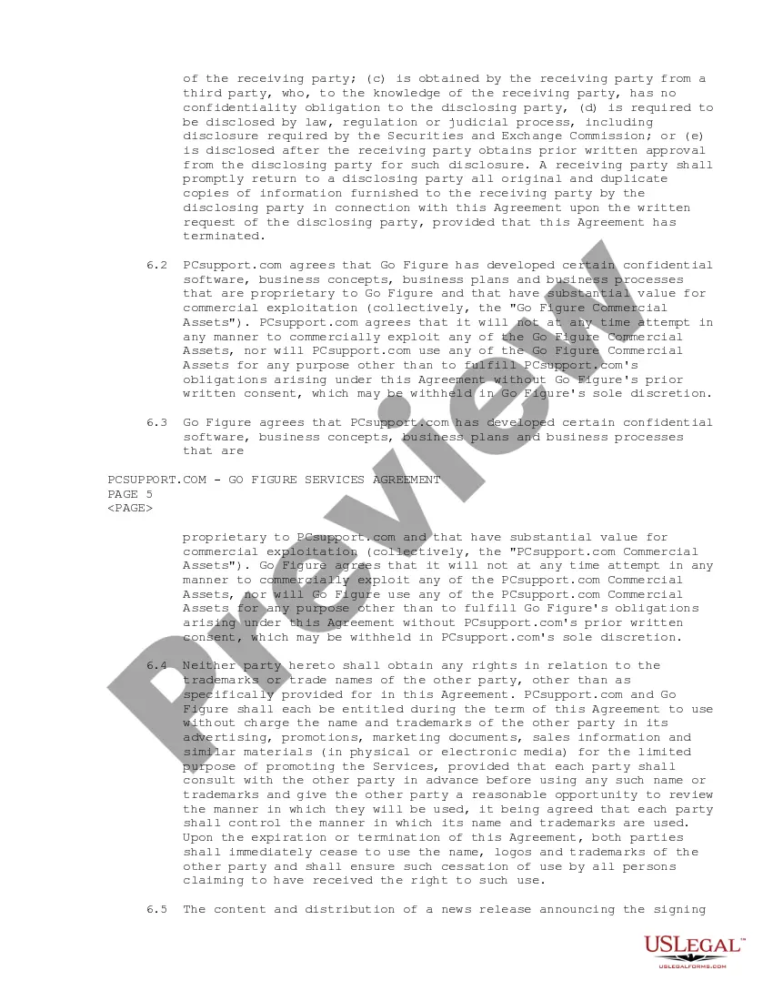 Get Services Agreement between PCSupport.com, Inc. and Go Figure Technology Preview Services Agreement between PCSupport.com, Inc. and Go Figure Technology