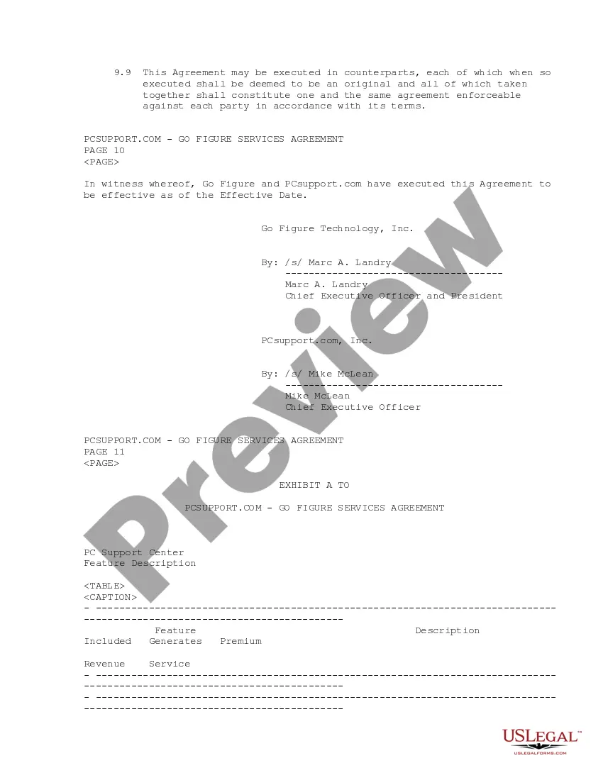 Get Services Agreement between PCSupport.com, Inc. and Go Figure Technology Preview Services Agreement between PCSupport.com, Inc. and Go Figure Technology