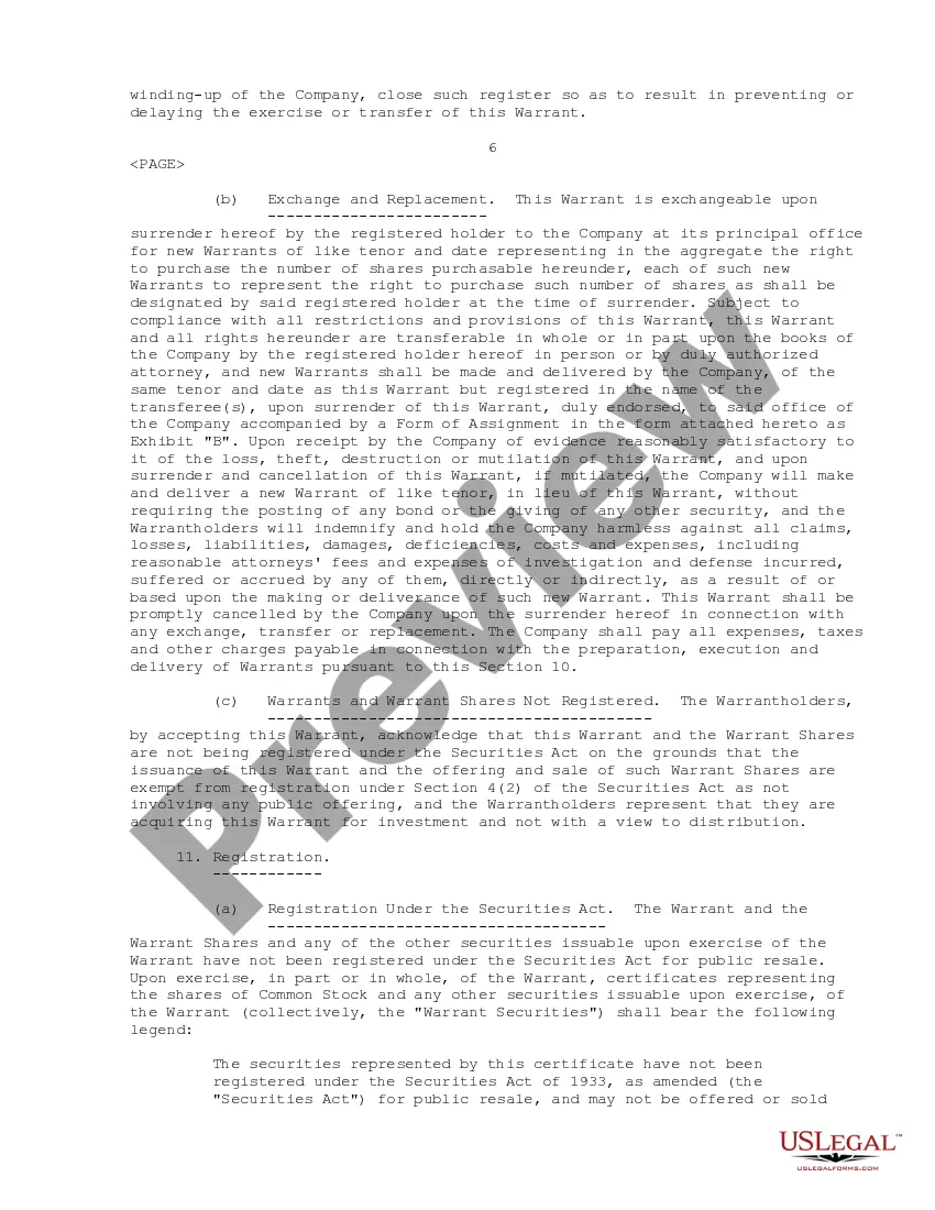 Get Warrant Preview Warrant